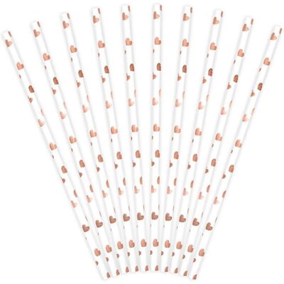 PartyDeco SPP7M-019RJ Paperipillit rosegold sydämillä - 10 kpl PartyDeco SPP7M-019RJ Paperipillit rosegold sydämillä - 10 kpl