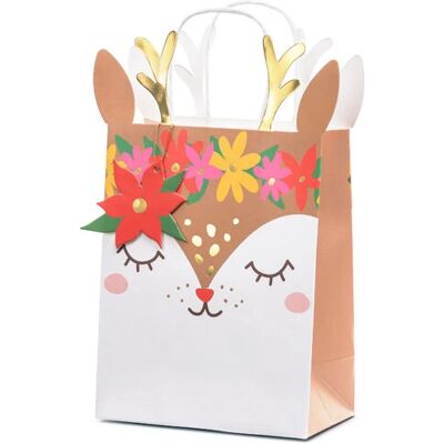 PartyDeco Modell Geschenktasche - Weihnachten Hirsch - Gold - Geschenktasche PartyDeco Modell Geschenktasche - Weihnachten Hirsch - Gold - Geschenktasche