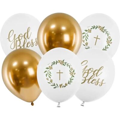 PartyDeco Weiß Gold Gott Segnet Ballons - Ballons PartyDeco Weiß Gold Gott Segnet Ballons - Ballons