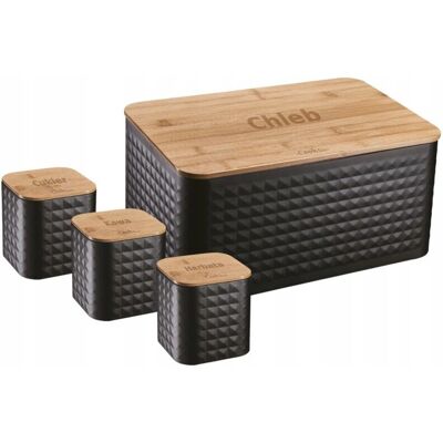 Viking Choice Broodcontainer - zwart - bamboe deksel - 35x23x18.5cm - Broodcontainer Viking Choice Broodcontainer - zwart - bamboe deksel - 35x23x18.5cm - Broodcontainer