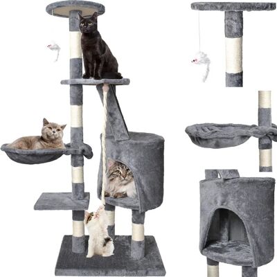Viking Choice Kattenboom 118cm - Grijs - Met Speelkoord Viking Choice Kattenboom 118cm - Grijs - Met Speelkoord