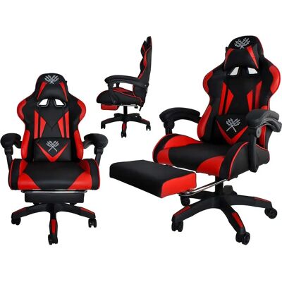 Dunmoon Gaming Stoel - Verstelbare Voetsteun - Rood Zwart - Gaming Stoel Dunmoon Gaming Stoel - Verstelbare Voetsteun - Rood Zwart - Gaming Stoel