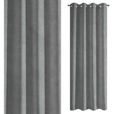 EUROFIRANY Berfu Gray Velvet Curtain - Curtain EUROFIRANY Berfu Gray Velvet Curtain - Curtain