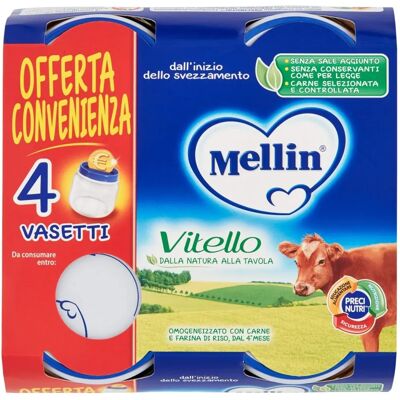 Danone Nutricia Mellin Omogeneizzato Vitello 4x80g - Alimento per bambini Danone Nutricia Mellin Omogeneizzato Vitello 4x80g - Alimento per bambini