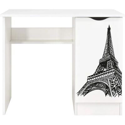 LEOMARK Bureau blanc Roma en bois avec grand placard - Espace d'étude & jeu - Publicité LEOMARK Bureau blanc Roma en bois avec grand placard - Espace d'étude & jeu - Publicité