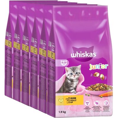 Whiskas Junior Nourriture Sèche pour Chats Poulet - 6x1.9kg Whiskas Junior Nourriture Sèche pour Chats Poulet - 6x1.9kg