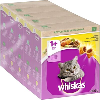 WHISKAS Adult 5x800g - Nourriture sèche pour chat - Publicité WHISKAS Adult 5x800g - Nourriture sèche pour chat - Publicité