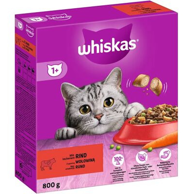 Nourriture sèche pour chats au bœuf - Pack 5x800g Whiskas Nourriture sèche pour chats au bœuf - Pack 5x800g Whiskas