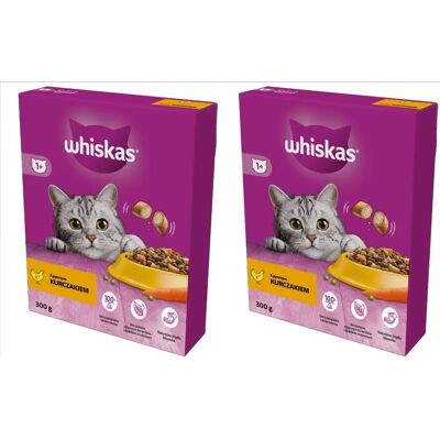 Whiskas Adult 6x300 g suché krmivo s kuřetem - Kompletní a vyvážené Whiskas Adult 6x300 g suché krmivo s kuřetem - Kompletní a vyvážené