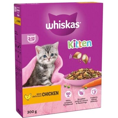 Whiskas Kitten Complete Dry Food with Chicken - 2-12 Months - 300g (Pack of 6) Whiskas Kitten Complete Dry Food with Chicken - 2-12 Months - 300g (Pack of 6)