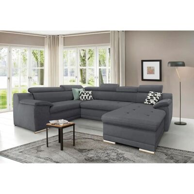 SIT & MORE Andiamo U-Form Sofa - Mikrofaser, Recamiere, Bettfunktion SIT & MORE Andiamo U-Form Sofa - Mikrofaser, Recamiere, Bettfunktion