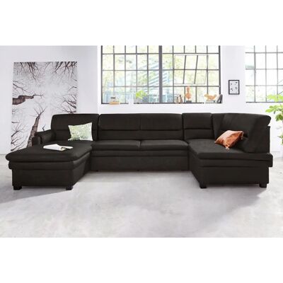 SIT&MORE Pisa U-Form Sofa - Mikrofaser, Schwarz, 319cm SIT&MORE Pisa U-Form Sofa - Mikrofaser, Schwarz, 319cm