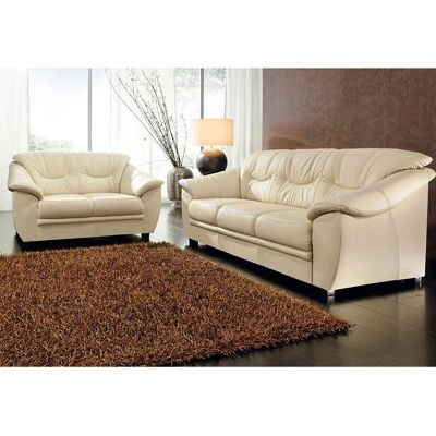 SIT&MORE Savona Beiges Leder 2-Tlg. Polstergarnitur - Sofa-Set SIT&MORE Savona Beiges Leder 2-Tlg. Polstergarnitur - Sofa-Set