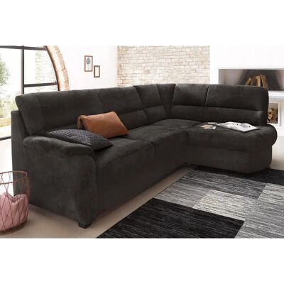 Sitz & Mehr Pandora L-Form Sofa - Mikrofaser, Schwarz, Ottoman, Ohne Bettfunktion Sitz & Mehr Pandora L-Form Sofa - Mikrofaser, Schwarz, Ottoman, Ohne Bettfunktion