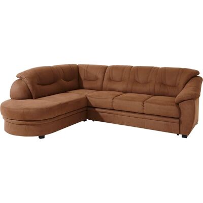 SIT&MORE Savoni L-Form Sofa - Mikrofaser, Linke Ottomane, Braun - Sofa SIT&MORE Savoni L-Form Sofa - Mikrofaser, Linke Ottomane, Braun - Sofa