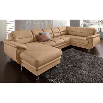 SIT&MORE Mailand U-Form Sofa - Microfaser, Bettfunktion, Braun SIT&MORE Mailand U-Form Sofa - Microfaser, Bettfunktion, Braun