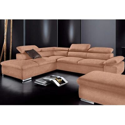 SIT&MORE Alcudia L-Form Sofa - Bettfunktion, Mikrofaser, Braun SIT&MORE Alcudia L-Form Sofa - Bettfunktion, Mikrofaser, Braun