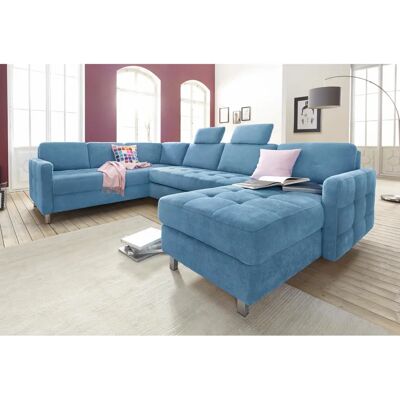 Sit & More Pablo U-Form Sofa - Mikrofaser, Blau, 292cm Sit & More Pablo U-Form Sofa - Mikrofaser, Blau, 292cm