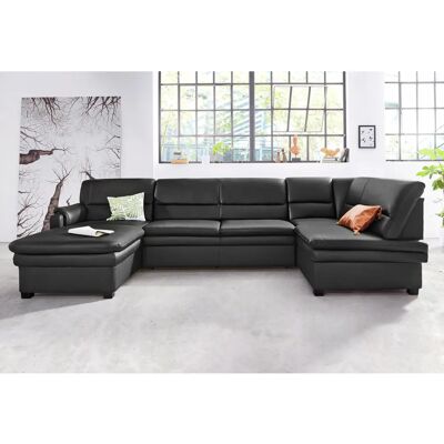 SIT&MORE Pisa U-Form Leder-Sofa - 319x89x168cm - Schwarz SIT&MORE Pisa U-Form Leder-Sofa - 319x89x168cm - Schwarz