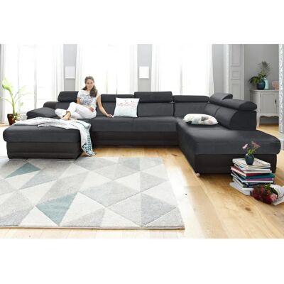 Sit&More Xenia U-Form Sofa - Microfaser, Schwarz, 338x94x215cm Sit&More Xenia U-Form Sofa - Microfaser, Schwarz, 338x94x215cm