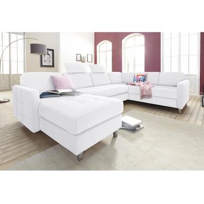 Sit & More Pablo U-Form Sofa - Microfaser, Links Recamiere, Weiß Sit & More Pablo U-Form Sofa - Microfaser, Links Recamiere, Weiß