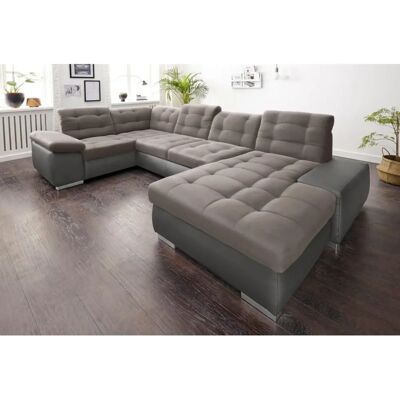 SIT & MORE Ontario U-Form Sofa - XXL, Leder, Recamiere, Grau SIT & MORE Ontario U-Form Sofa - XXL, Leder, Recamiere, Grau