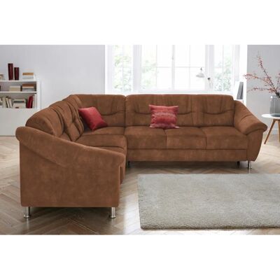 Sit&More Salsa L-Form Sofa - Microfaser - Cognac - Moderner Stil Sit&More Salsa L-Form Sofa - Microfaser - Cognac - Moderner Stil