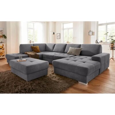 SIT & MORE Santorini U-Form Sofa - Mikrofaser, Grau, Relaxfunktion, Bettfunktion SIT & MORE Santorini U-Form Sofa - Mikrofaser, Grau, Relaxfunktion, Bettfunktion