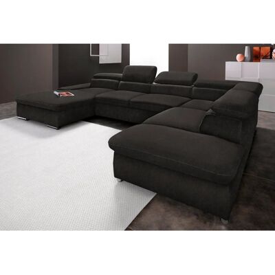 SIT & MORE Alcudia U-Form Sofa - Microfaser, Schwarz, 349cm SIT & MORE Alcudia U-Form Sofa - Microfaser, Schwarz, 349cm