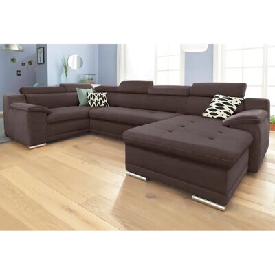 SIT & MORE Andiamo U-Form Sofa - Mikrofaser Braun - Modernes Design SIT & MORE Andiamo U-Form Sofa - Mikrofaser Braun - Modernes Design