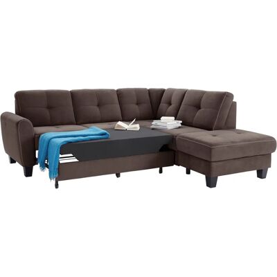 SIT&MORE Varese Sofa - Mikrofaser, Bettfunktion, Stauraum, L-Form, Dunkelbraun SIT&MORE Varese Sofa - Mikrofaser, Bettfunktion, Stauraum, L-Form, Dunkelbraun