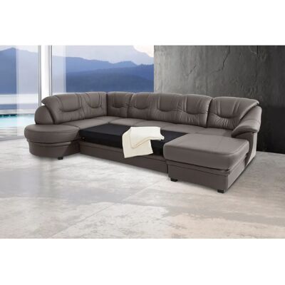 SIT & MORE Savoni U-Form Sofa - Leder - Recamiere mit Bettfunktion - Hoher Komfort SIT & MORE Savoni U-Form Sofa - Leder - Recamiere mit Bettfunktion - Hoher Komfort