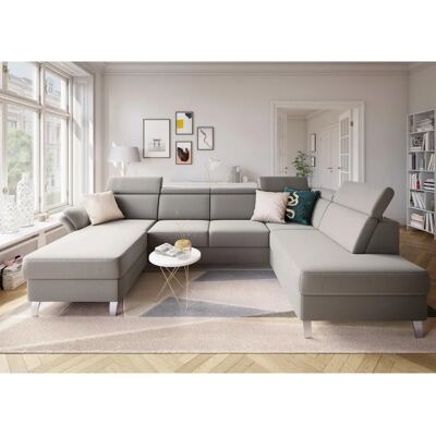 SIT&MORE Vincenzo U-Form Sofa - Mikrofaser, Rechte Ottomane, Kopfteilverstellung SIT&MORE Vincenzo U-Form Sofa - Mikrofaser, Rechte Ottomane, Kopfteilverstellung