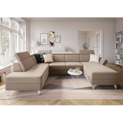 SIT&MORE Vincenzo U-Form Sofa - U-Form mit Ottomane & Bettfunktion SIT&MORE Vincenzo U-Form Sofa - U-Form mit Ottomane & Bettfunktion