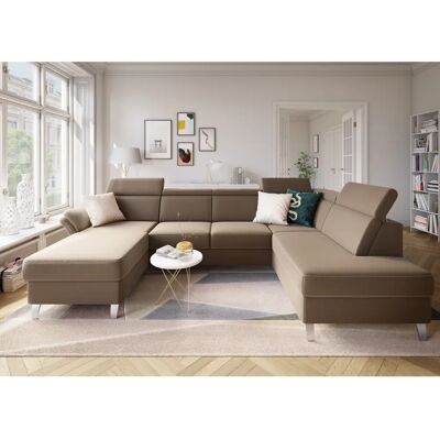 SIT & MORE Vincenzo U-Form Sofa - Microfaser, Ottomane rechts, Kopfteilverstellung SIT & MORE Vincenzo U-Form Sofa - Microfaser, Ottomane rechts, Kopfteilverstellung