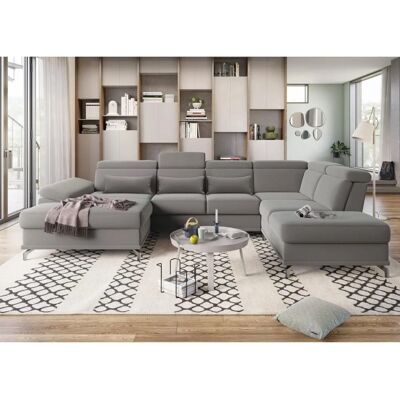 SIT & MORE Cabrio U-Form Sofa - U-Form, Sitztiefenverstellung, Kopf- & Armteil, Polyester, Made in Europe SIT & MORE Cabrio U-Form Sofa - U-Form, Sitztiefenverstellung, Kopf- & Armteil, Polyester, Made in Europe