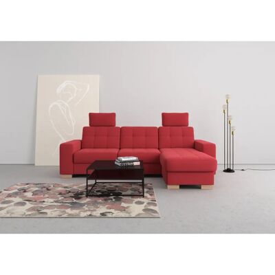 SIT&MORE Quincy L-Form Sofa mit Bettfunktion - Microfaser, Rot SIT&MORE Quincy L-Form Sofa mit Bettfunktion - Microfaser, Rot