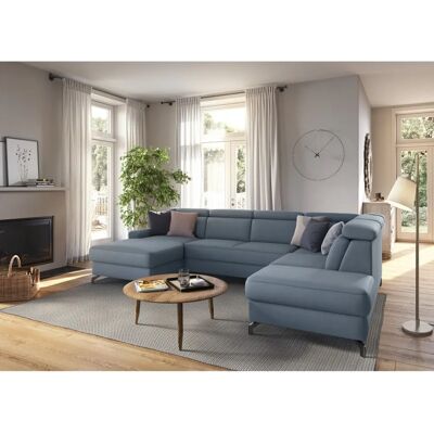 SIT & MORE Scarlett U-Form Sofa - Blau, Mikrofasern, Kopfteilverstellung SIT & MORE Scarlett U-Form Sofa - Blau, Mikrofasern, Kopfteilverstellung