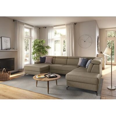 SIT&MORE Scarlett U-Form Sofa - Microfaser, Rechts Ottomane, Kopfteilverstellung SIT&MORE Scarlett U-Form Sofa - Microfaser, Rechts Ottomane, Kopfteilverstellung