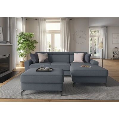 SIT&MORE Scarlett Blaues Ecksofa - Bettfunktion & Stauraum SIT&MORE Scarlett Blaues Ecksofa - Bettfunktion & Stauraum