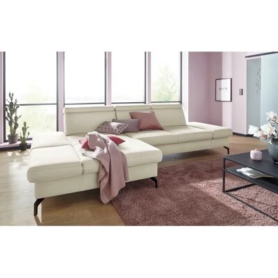SIT & MORE Brisbane L-Form Sofa - L-Form beige sofa mit silberfarbenen Füßen SIT & MORE Brisbane L-Form Sofa - L-Form beige sofa mit silberfarbenen Füßen