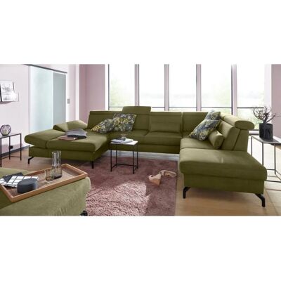 SIT & MORE Brisbane U-Form Sofa - U-förmiger grün Bezug mit metallischen Füßen SIT & MORE Brisbane U-Form Sofa - U-förmiger grün Bezug mit metallischen Füßen