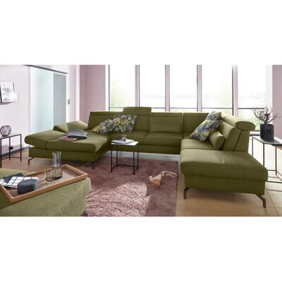 SIT & MORE Brisbane U-Form Sofa - U-förmiger olive Polyester handgefertigt SIT & MORE Brisbane U-Form Sofa - U-förmiger olive Polyester handgefertigt