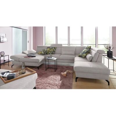 SIT & MORE Brisbane U-Form Sofa - U-förmiger, Silber, Anthrazit-metallic Füße SIT & MORE Brisbane U-Form Sofa - U-förmiger, Silber, Anthrazit-metallic Füße