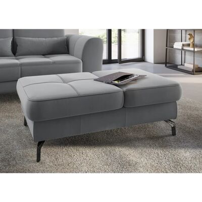 SIT & MORE Bendigo - Hellgrauer Samtpolsterhocker mit Klappfunktion SIT & MORE Bendigo - Hellgrauer Samtpolsterhocker mit Klappfunktion