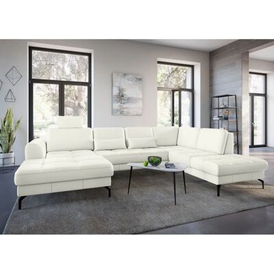 SIT & MORE Bendigo U-Form Sofa - Naturleder, Schwarze Beine, Verstellbarer Rücken SIT & MORE Bendigo U-Form Sofa - Naturleder, Schwarze Beine, Verstellbarer Rücken