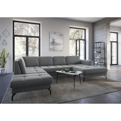 SIT & MORE Bendigo U-Form Sofa - U-förmiges Sofa, Grau Samtoptik, Ottomane links - Sofa SIT & MORE Bendigo U-Form Sofa - U-förmiges Sofa, Grau Samtoptik, Ottomane links - Sofa