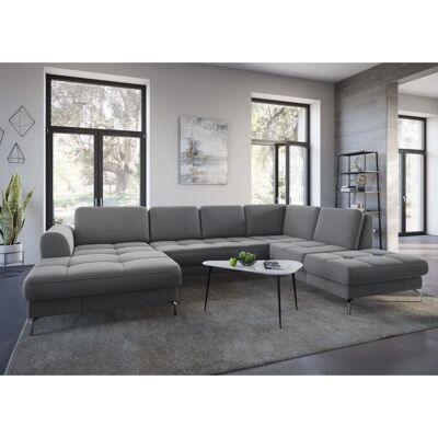 SIT & MORE Bendigo U-Form Sofa - Samtoptik mit Ottomane rechts SIT & MORE Bendigo U-Form Sofa - Samtoptik mit Ottomane rechts