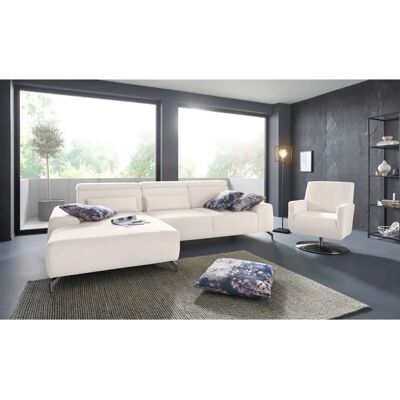 SIT & MORE Gizeh L-Form Sofa - Ecksofa, Microfaser, Mega-Recamiere links, Satiniertem Nickelfüßen - Sofa SIT & MORE Gizeh L-Form Sofa - Ecksofa, Microfaser, Mega-Recamiere links, Satiniertem Nickelfüßen - Sofa