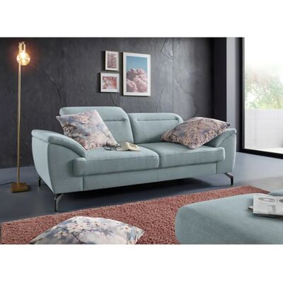 SIT&MORE Percy Sofa - 2,5-Sitzer, Blau, mit Kopfteil, Schwarze Füße SIT&MORE Percy Sofa - 2,5-Sitzer, Blau, mit Kopfteil, Schwarze Füße